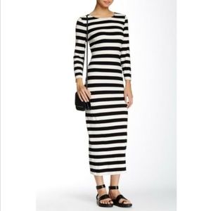 Bardot Striped Long Sleeve Midi Dress